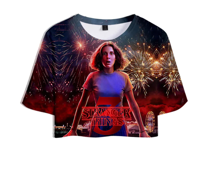 Stranger Things 3 3D Printed Women's Crop Top Summer Tee