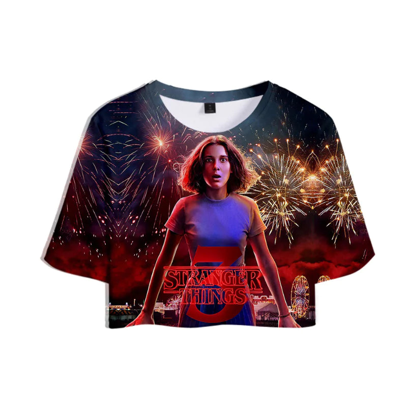 Stranger Things 3 3D Printed Women's Crop Top Summer Tee