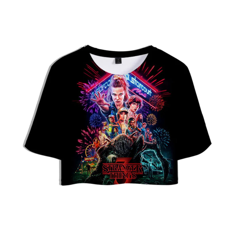 Stranger Things 3 3D Printed Women's Crop Top Summer Tee