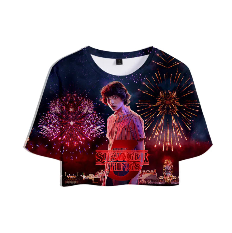 Stranger Things 3 3D Printed Women's Crop Top Summer Tee