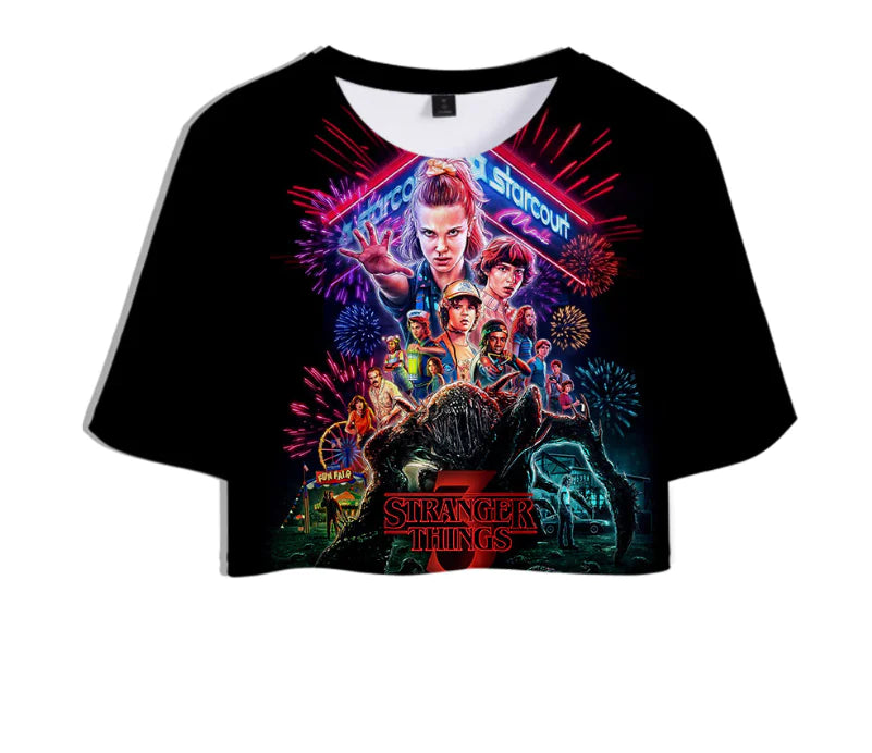 Stranger Things 3 3D Printed Women's Crop Top Summer Tee