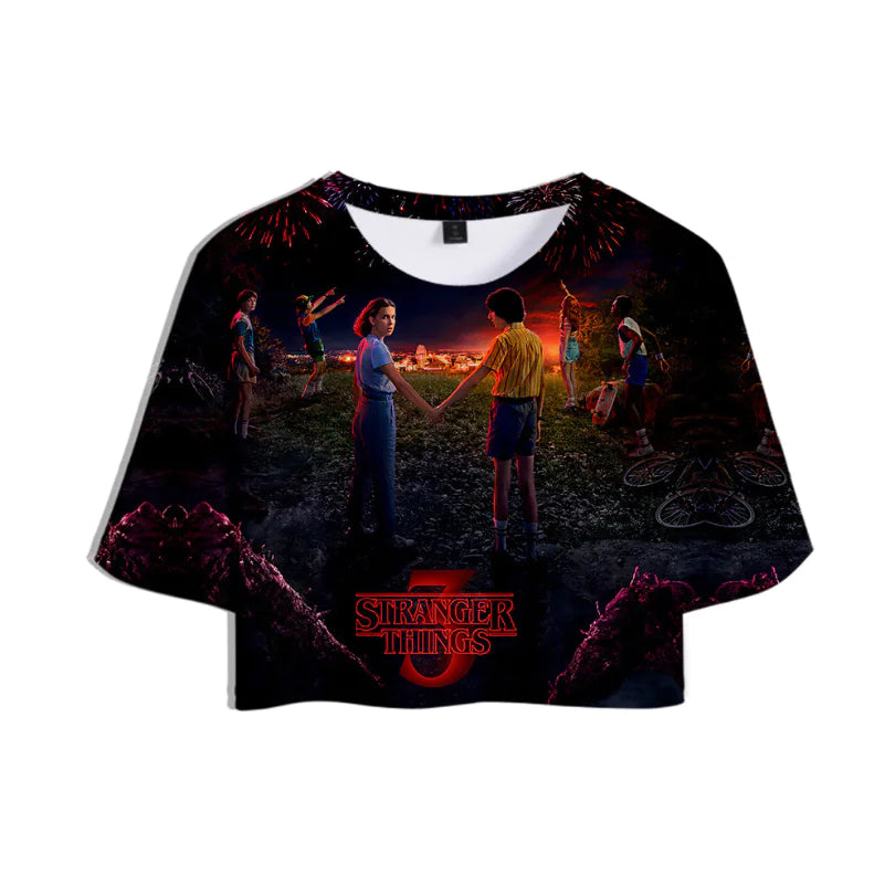 Stranger Things 3 3D Printed Women's Crop Top Summer Tee