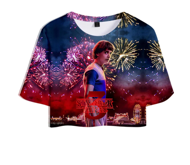 Stranger Things 3 3D Printed Women's Crop Top Summer Tee